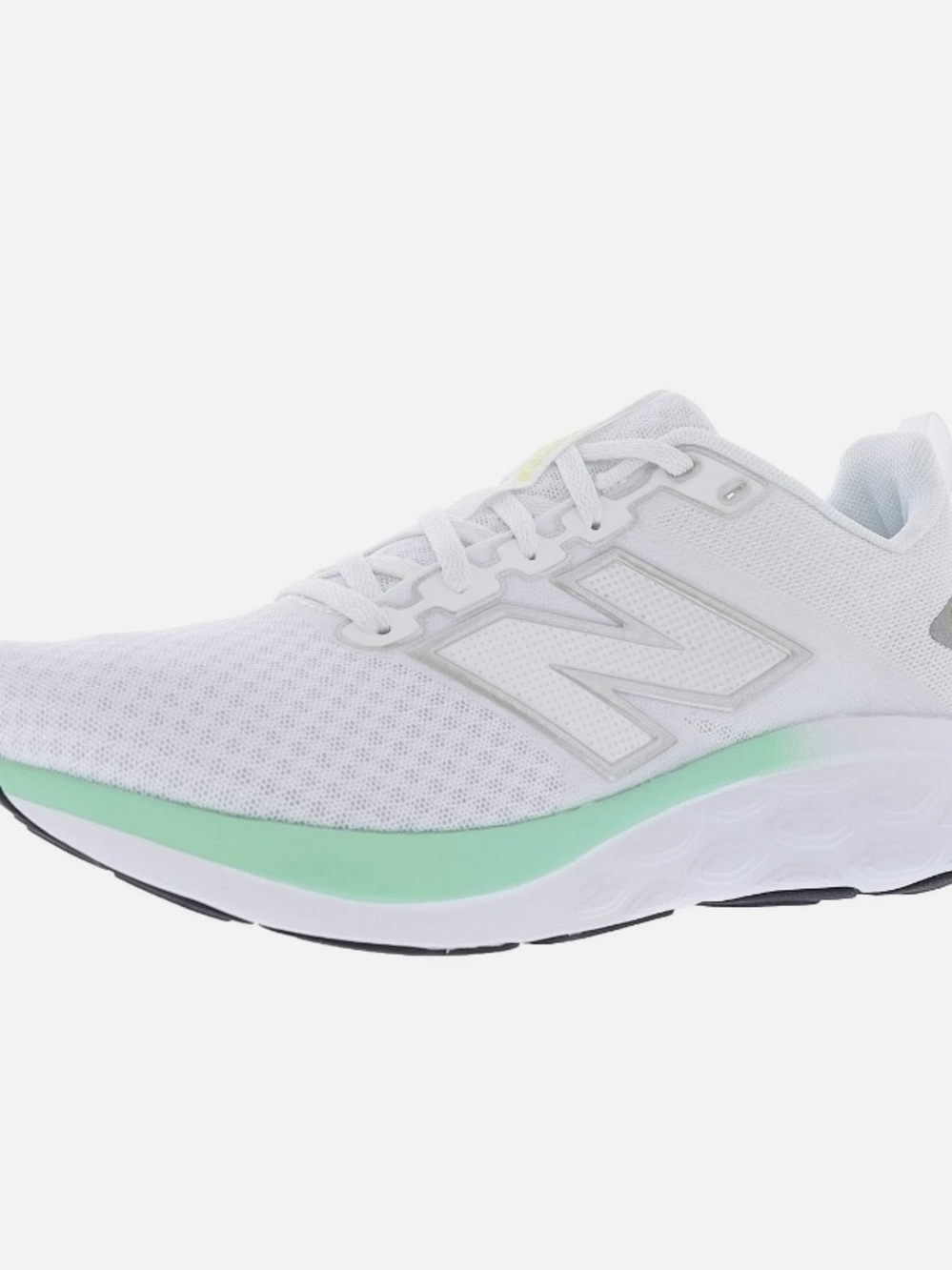 New Balance White Athletic Shoe with Mint Green Midsole